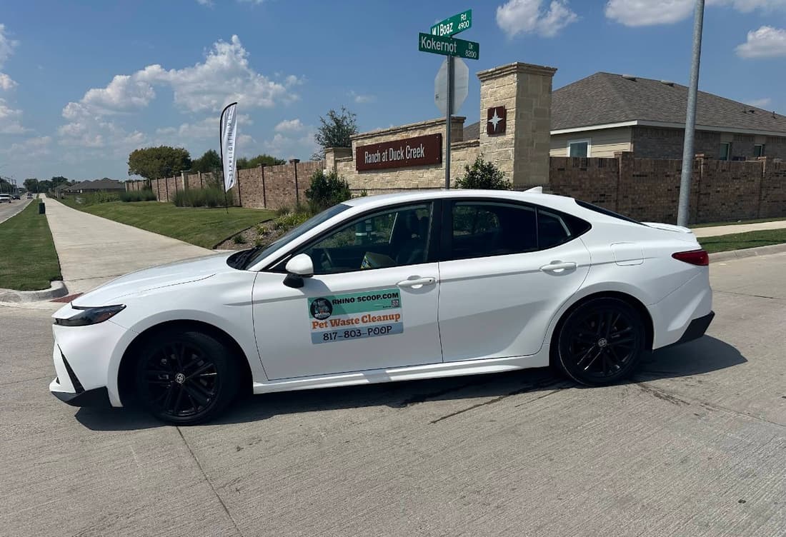 Rhino Scoop pet waste removal service in a clean North Fort Worth backyard